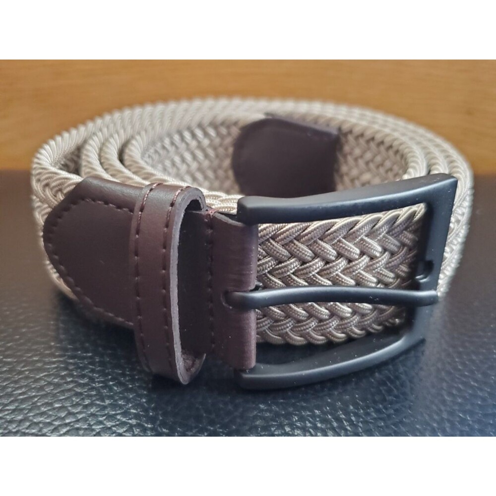 Unbranded Men's Tan Stretch No-Hole Braided Belt 45"